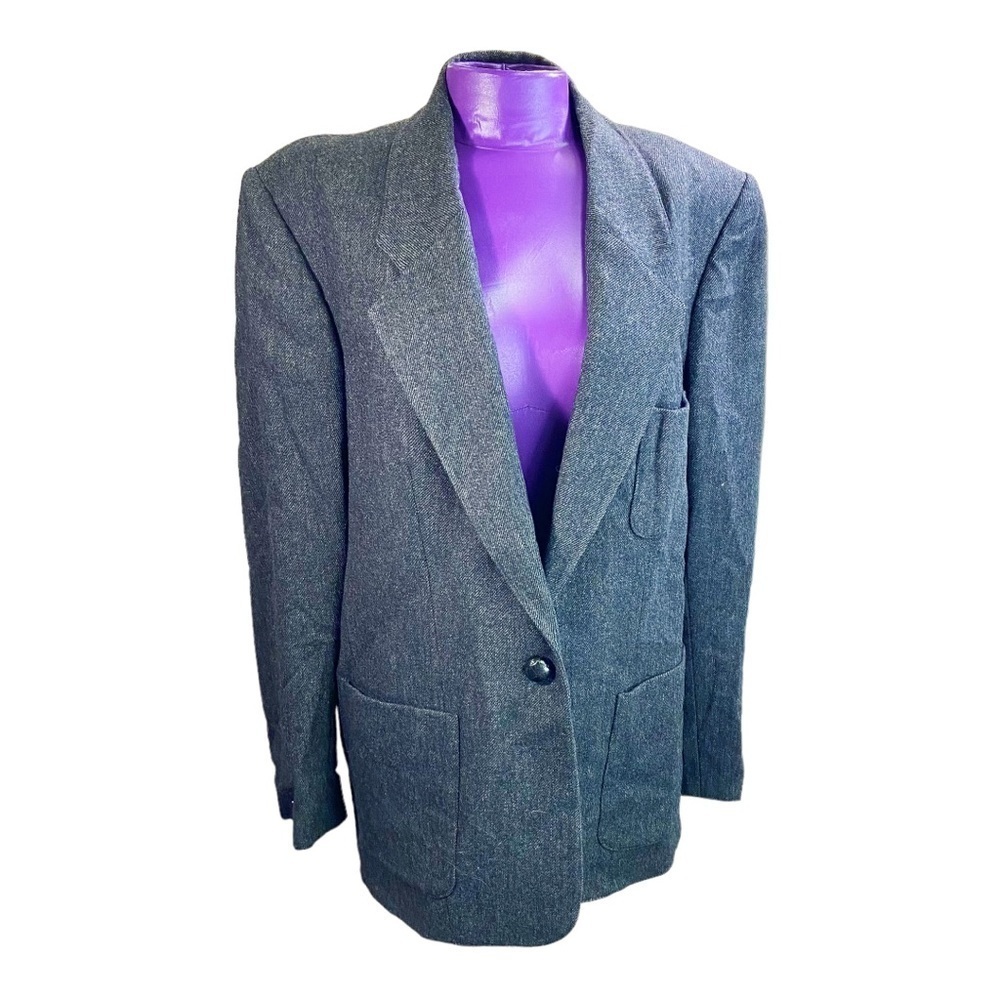 Evan Picone vintage women’s gray wool blend single button blazer 14